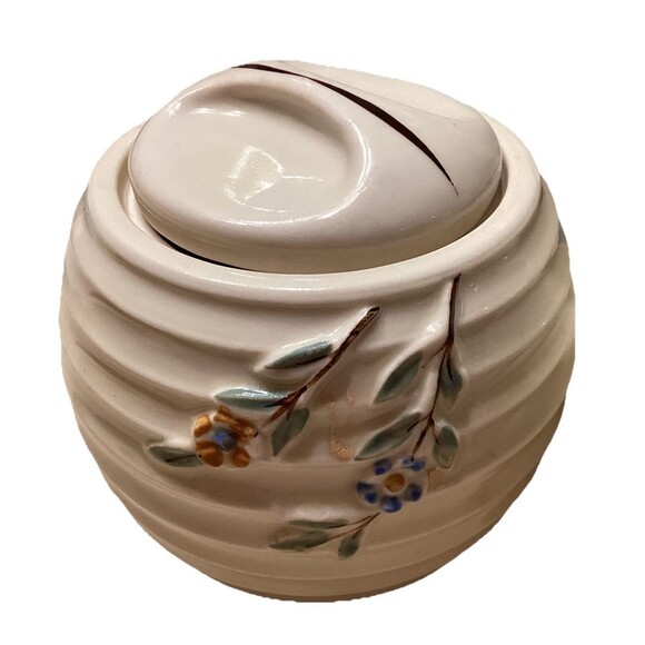 Vitreous Porcelain China Beehive Style Creamer & Sugar Bowl With Uranium Glaze - Picture 2 of 16